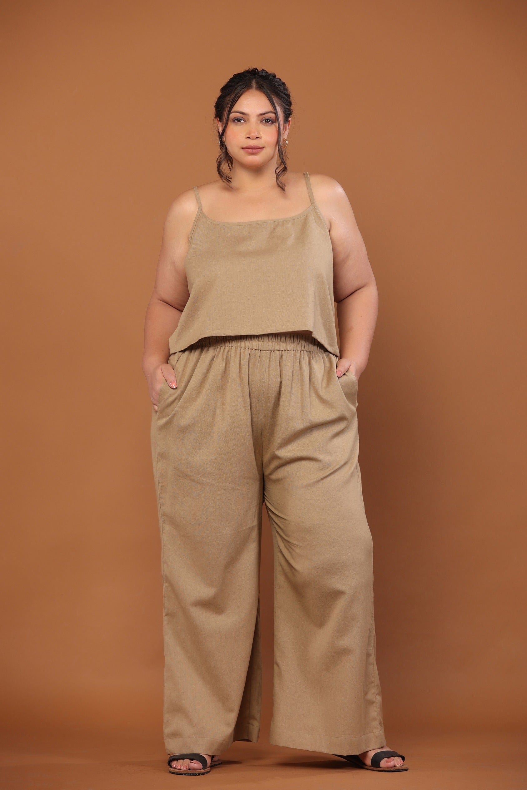 Cotton Flax Tank Set in Camel