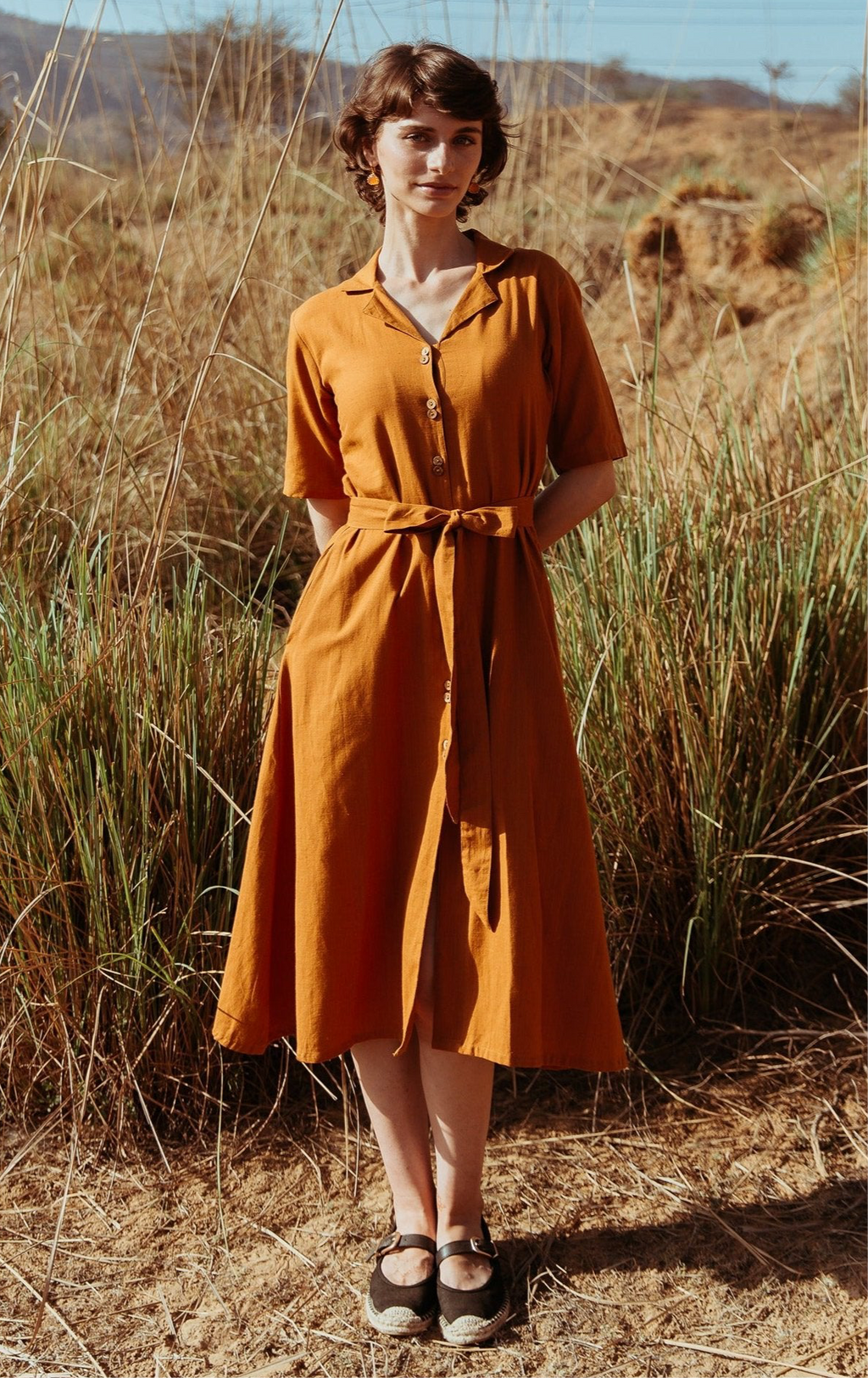 Casual Dresses 1950s Fashion Shirtwaist Midi Dress 50s Swing Linen Vintage  Inspired Midi Dress 3049#  Xiaolizi