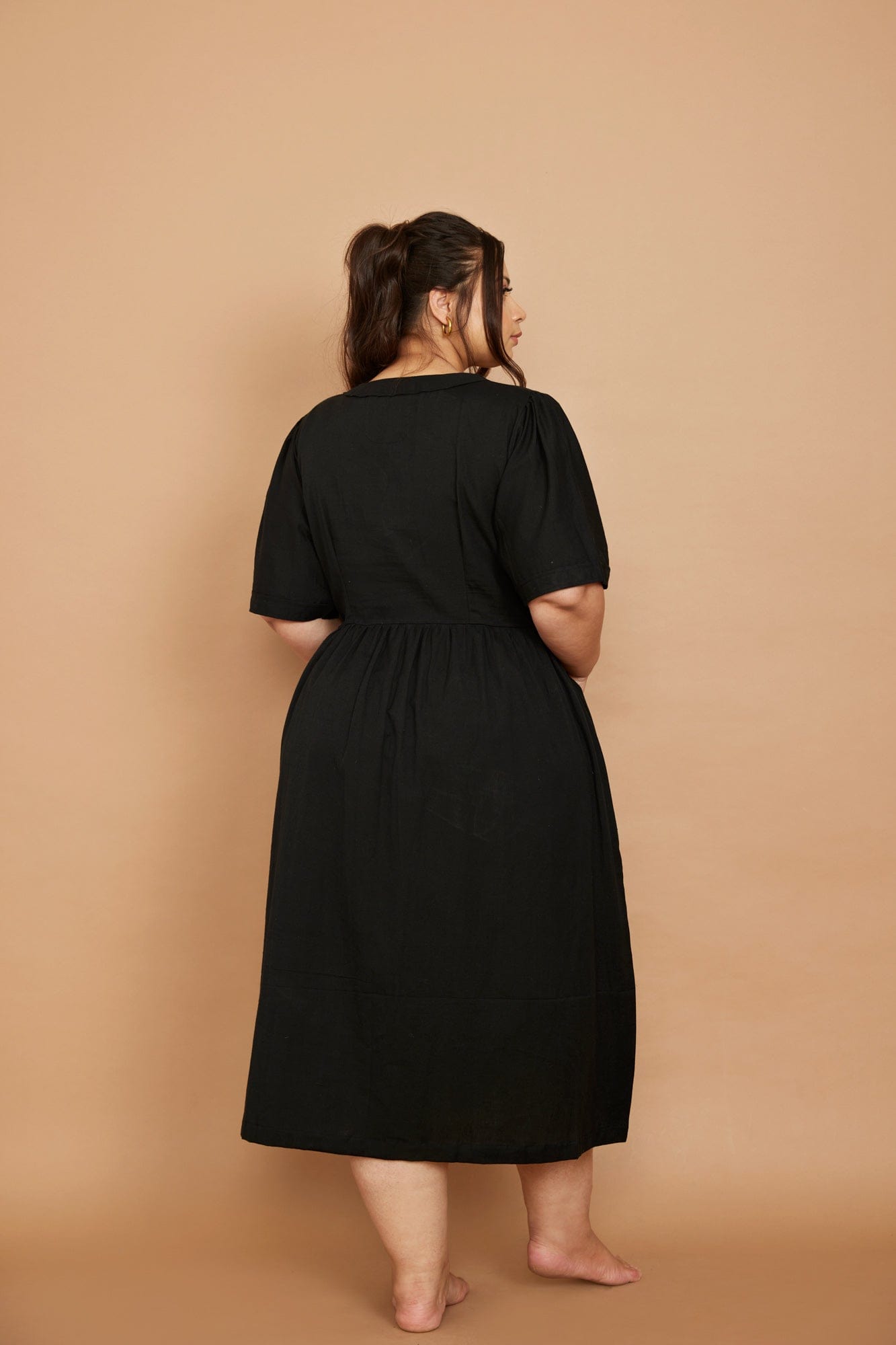 Cotton Flax Dress in Black
