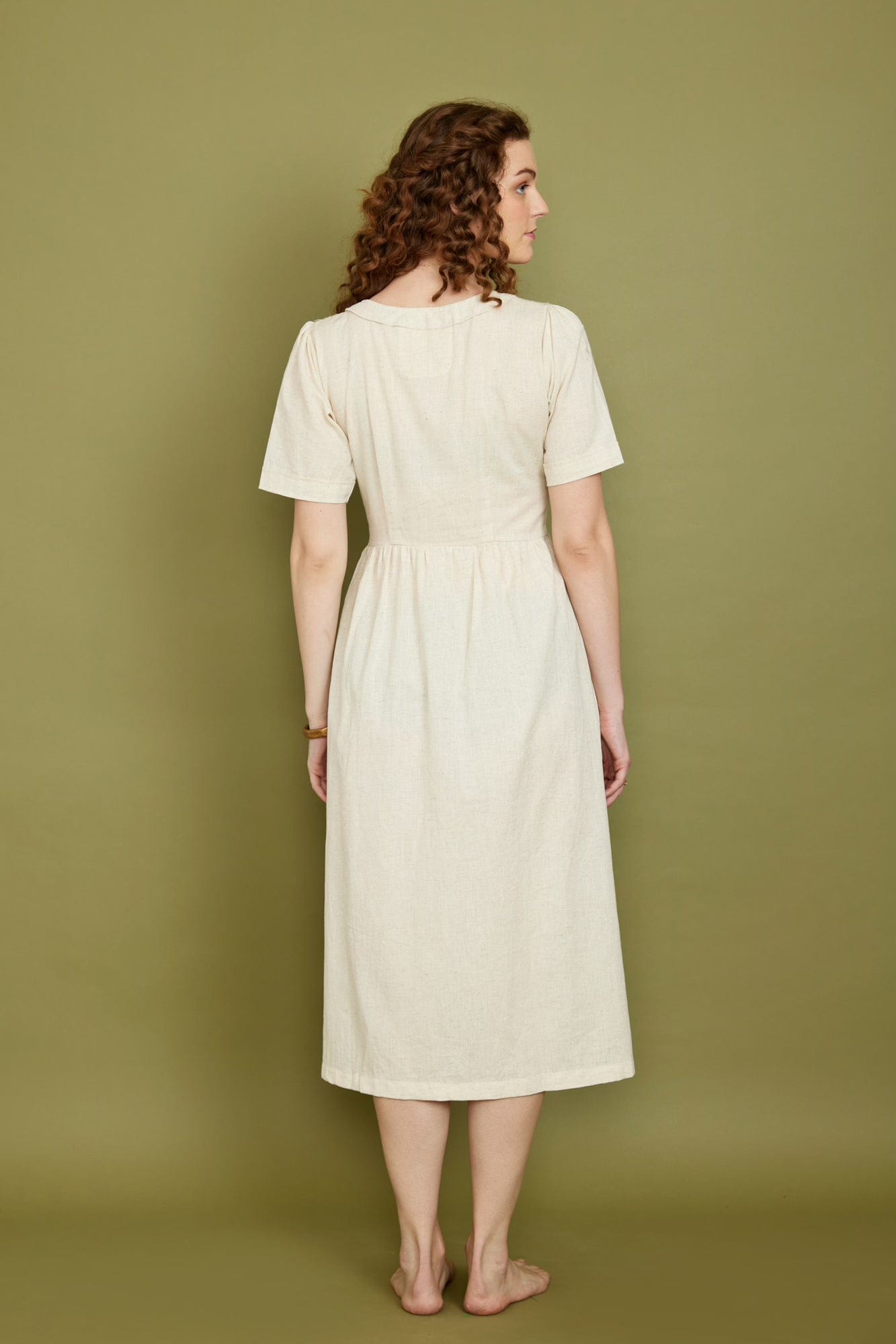 Cotton Flax Dress in Cream Dresses Pana Mina
