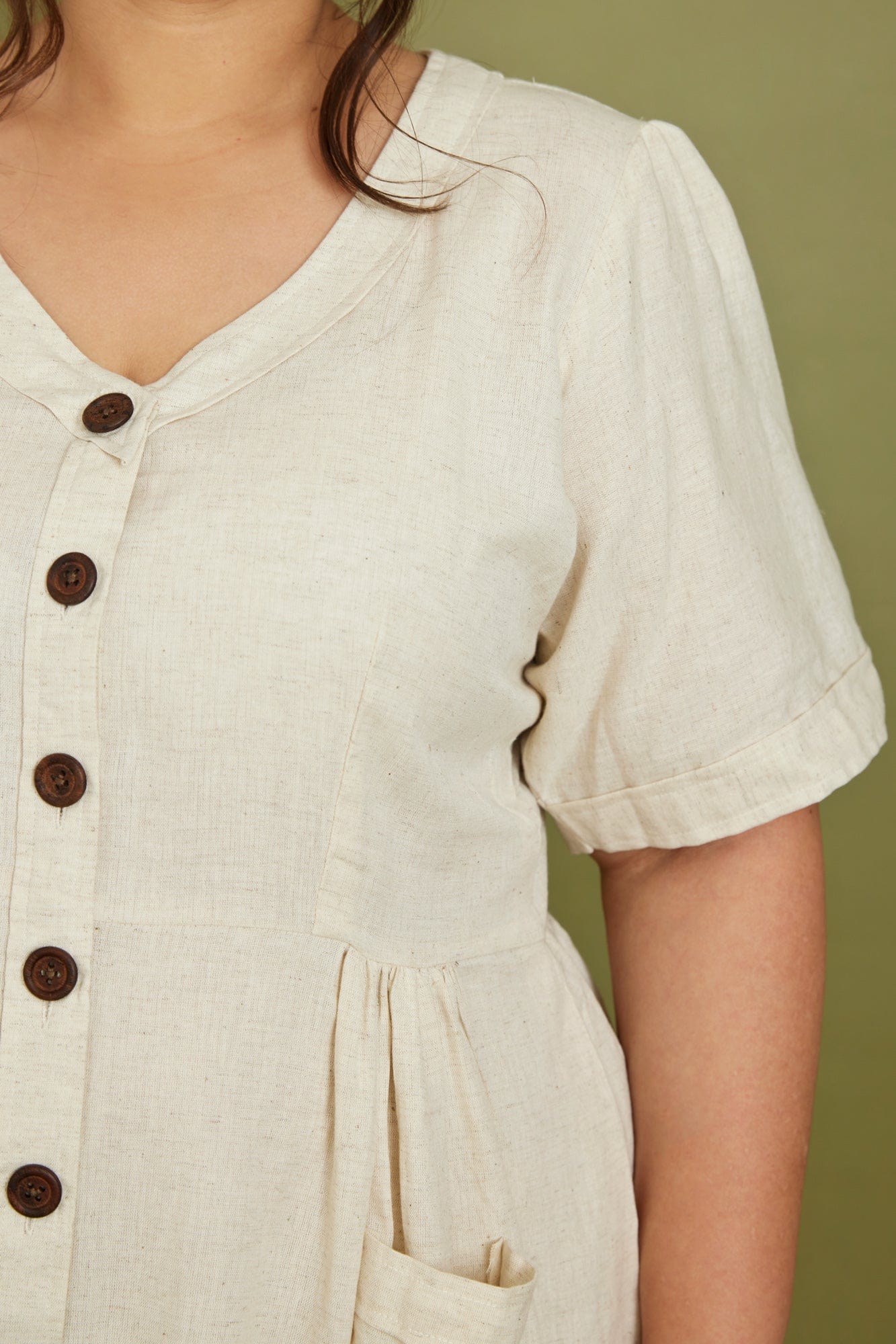 Cotton Flax Dress in Cream Dresses Pana Mina