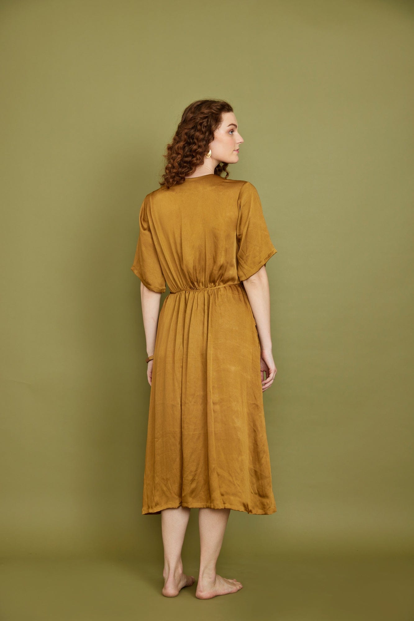 Modal Satin Dress in Turmeric Dresses Pana Mina