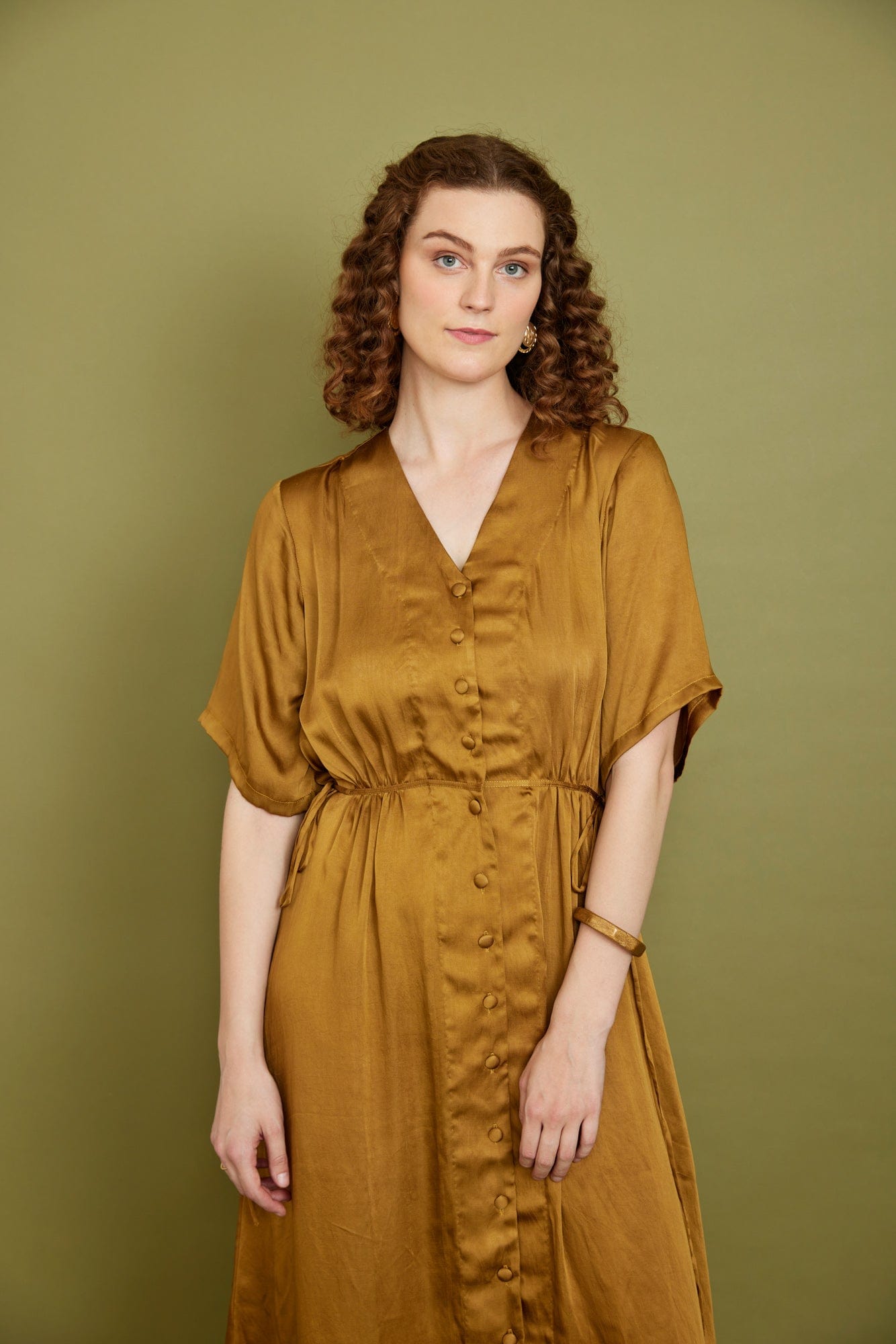 Modal Satin Dress in Turmeric Dresses Pana Mina