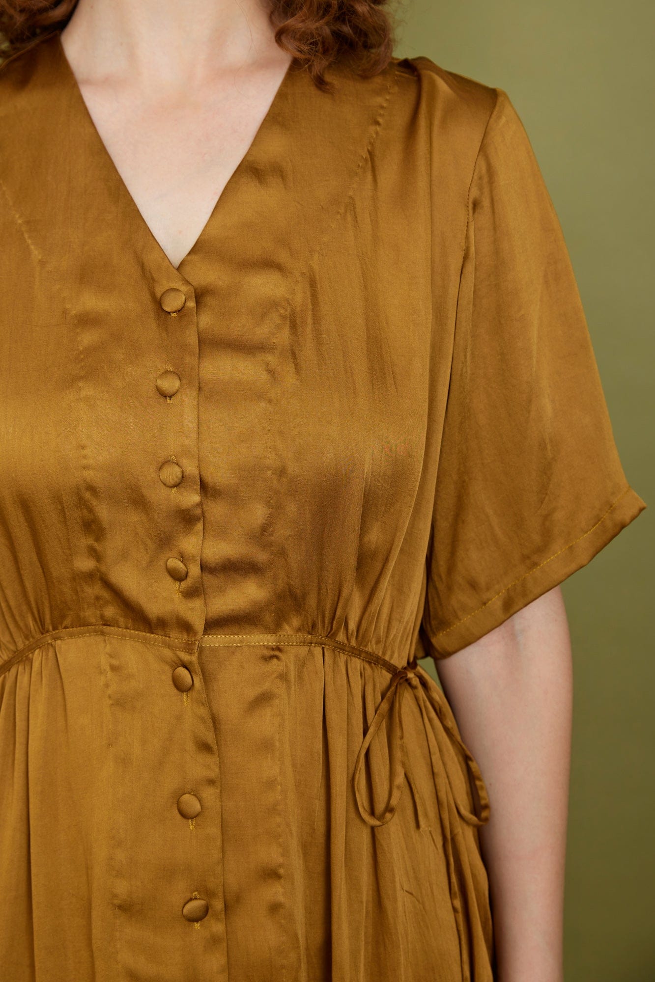 Modal Satin Dress in Turmeric Dresses Pana Mina