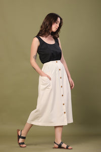 Cotton Flax Skirt in Cream