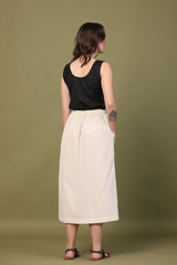 Cotton Flax Skirt in Cream