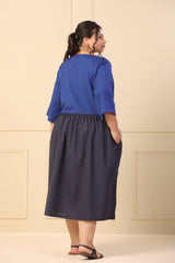 2-Tone Dress in Indigo & Navy Blue