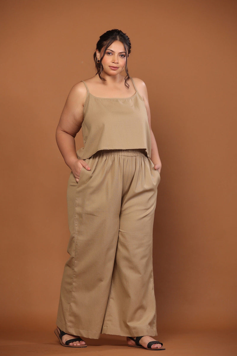 Cotton Flax Tank Set in Camel