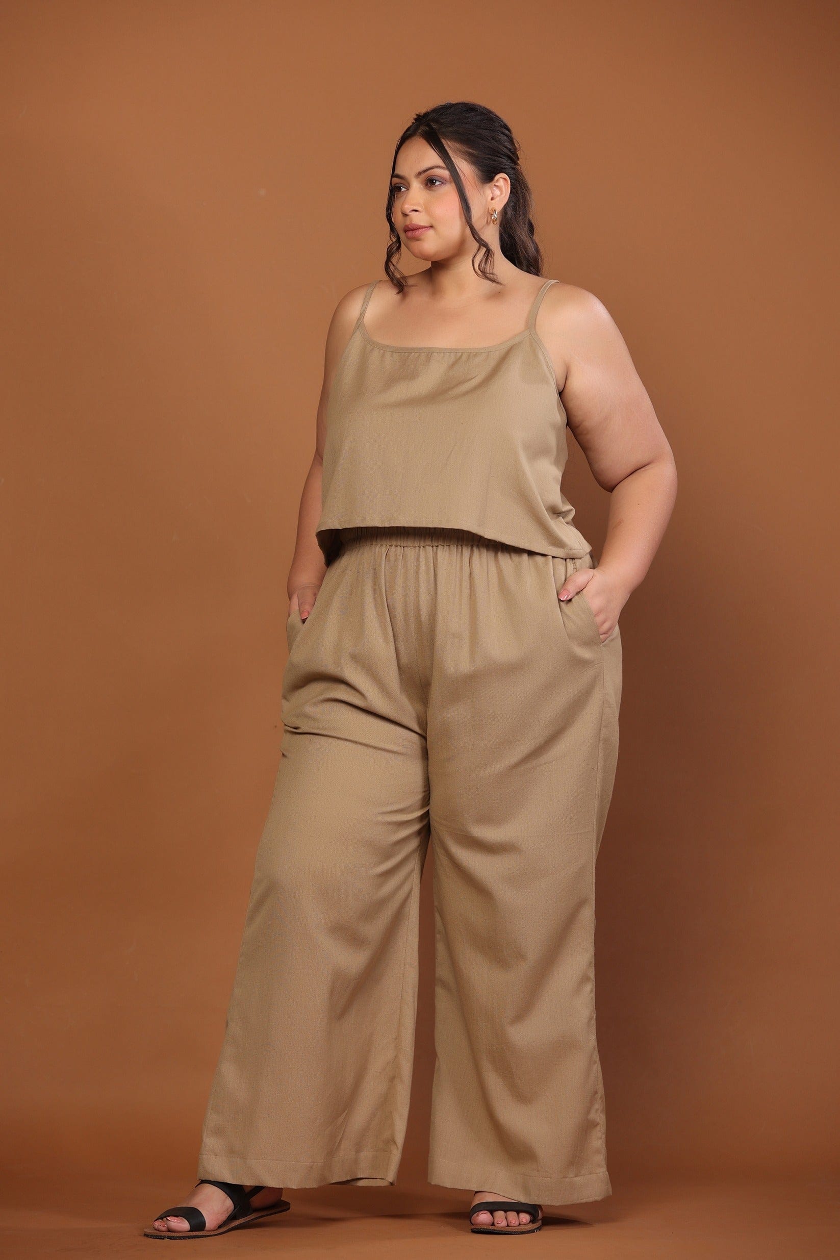 Cotton Flax Tank Set in Camel