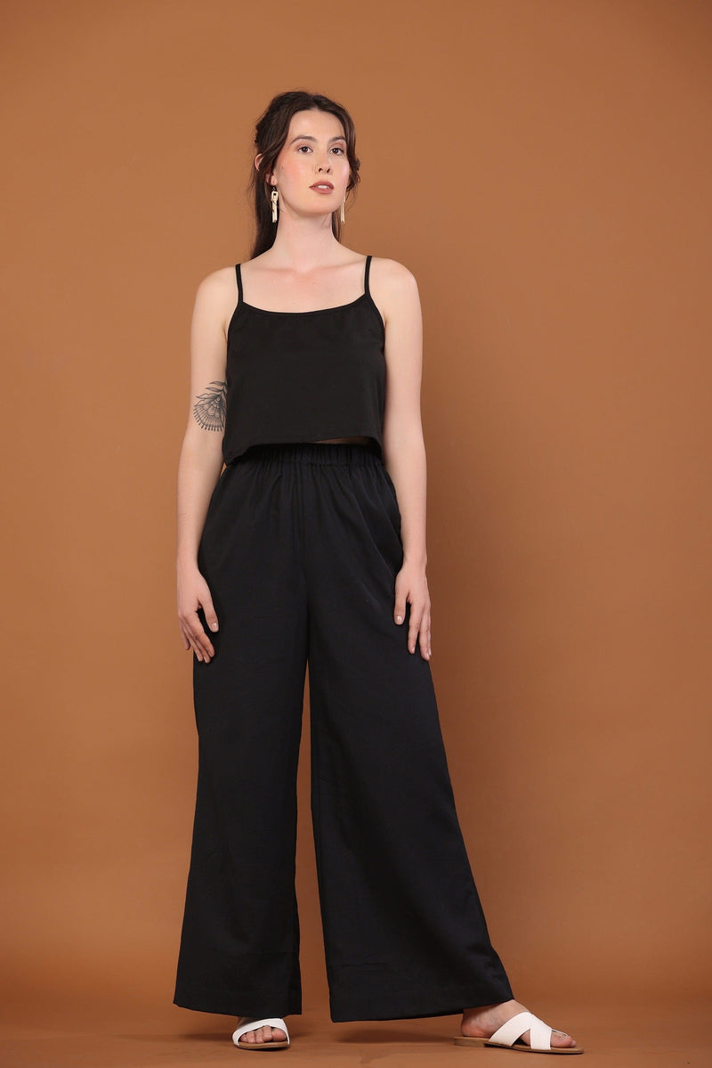 Cotton Flax Tank Set in Black