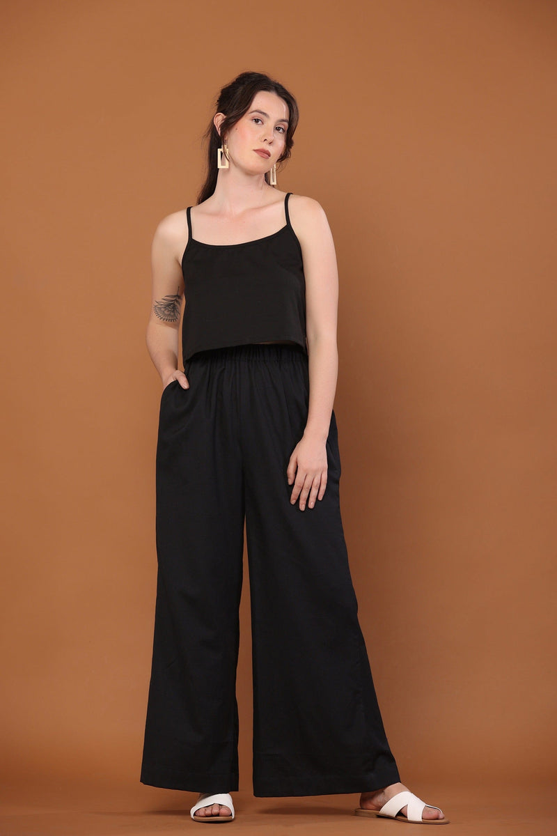 Cotton Flax Tank Set in Black