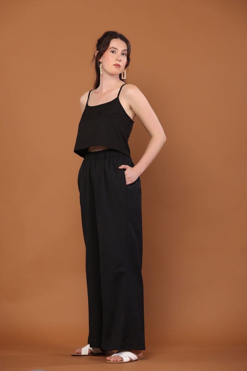 Cotton Flax Tank Set in Black