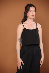 Cotton Flax Tank Set in Black