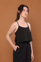 Cotton Flax Tank Set in Black