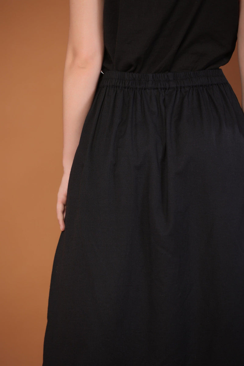Cotton Flax Skirt in Black