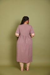 Cotton Flax Dress in Mauve