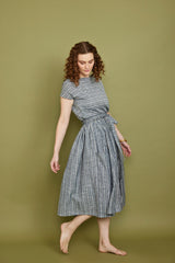 Cordelia Skirt Set in Grey Stripe