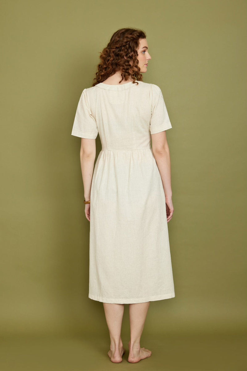 Cotton Flax Dress in Cream