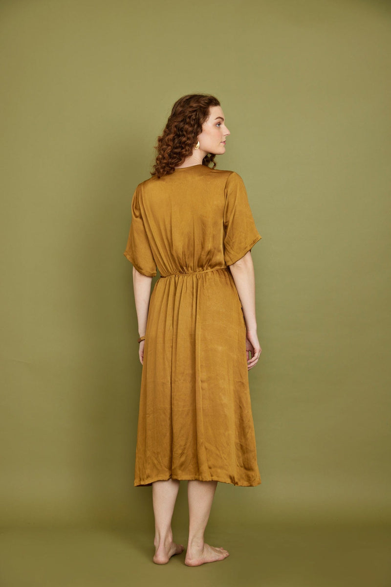 Modal Satin Dress in Turmeric Dresses Pana Mina 