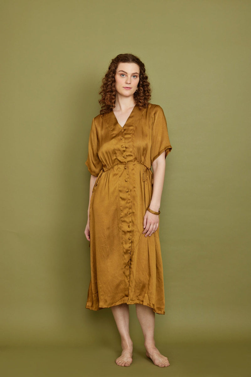 Modal Satin Dress in Turmeric Dresses Pana Mina 